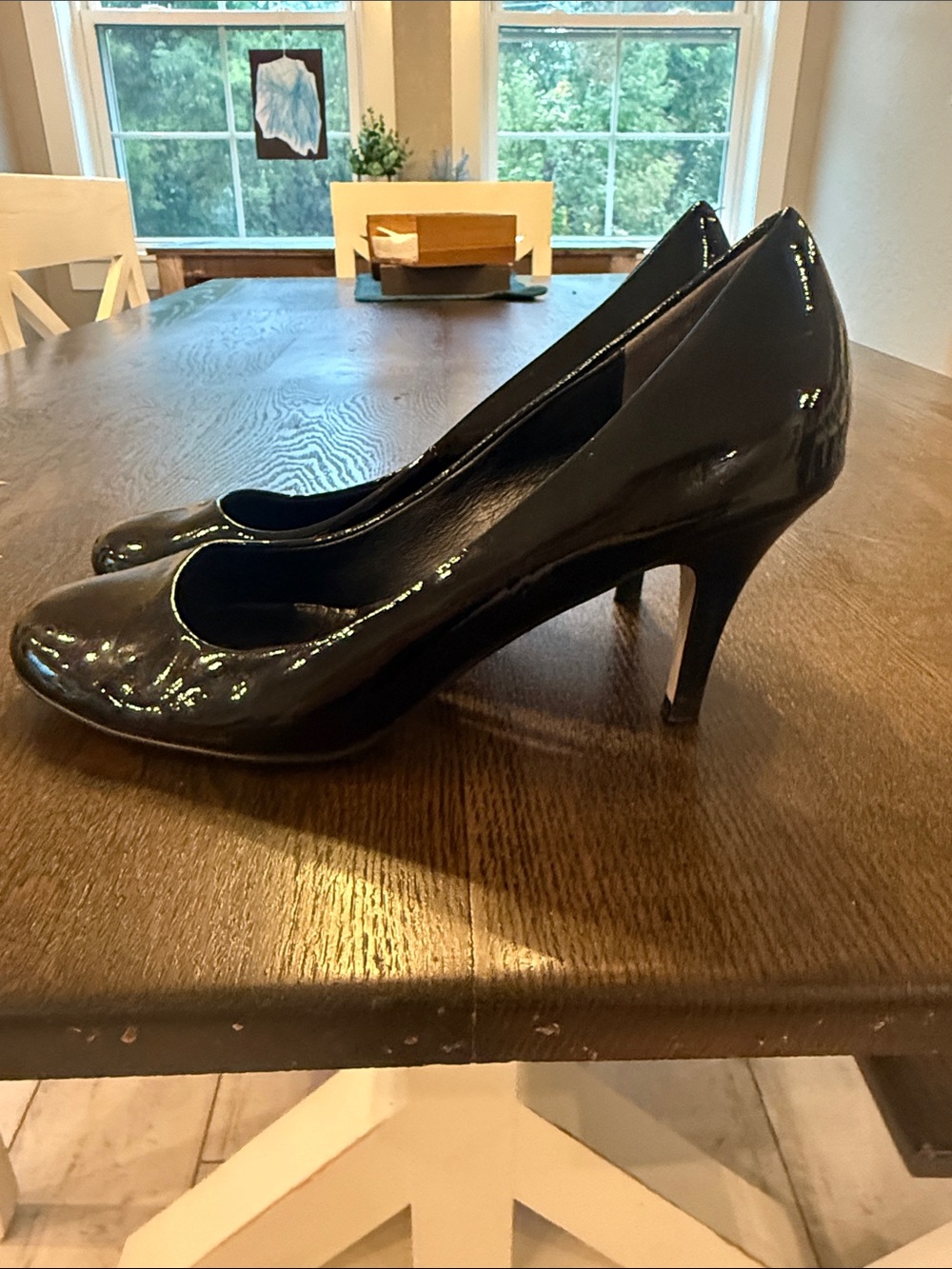 Cole Haan Black Patent Leather Round-Toe Pumps